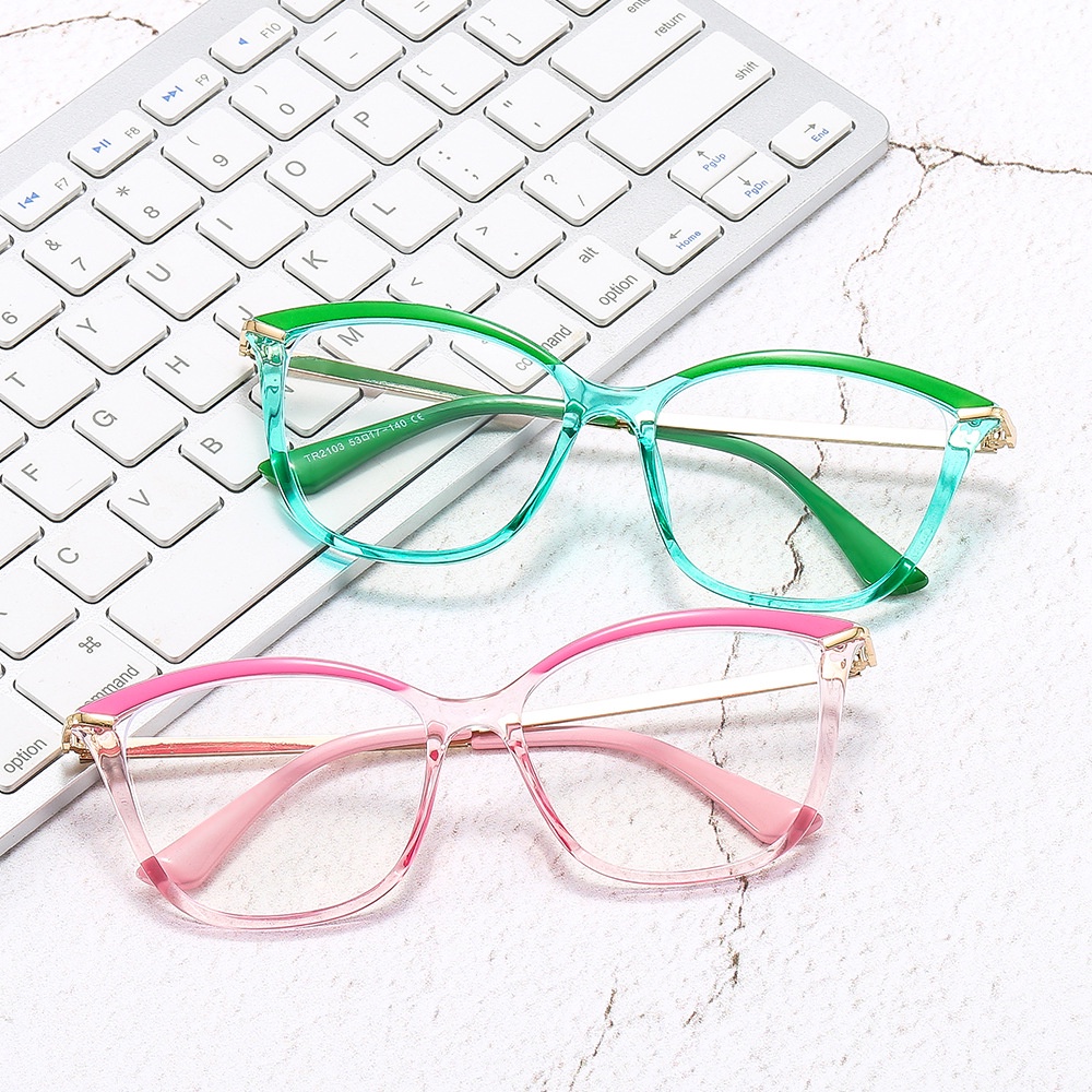 Kính TR90 gọng kim loại chống ánh sáng xanh phong cách Hàn Quốc