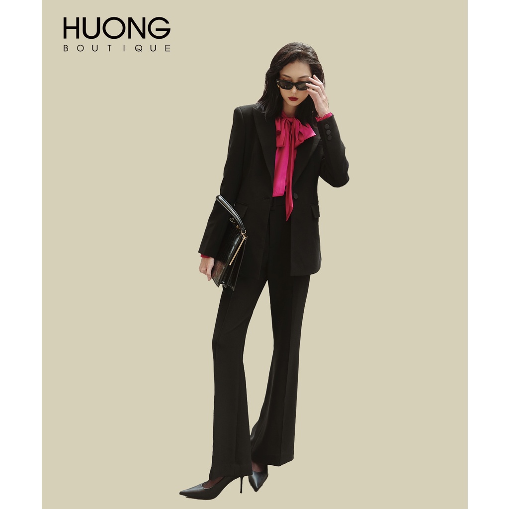 Set áo vest đen và quần ống loe nữ HUONG BOUTIQUE HBVEST149