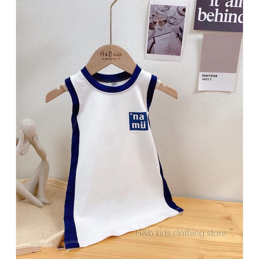 ĐẦM BODY XANH IN NAMIRU CHO BÉ GÁI