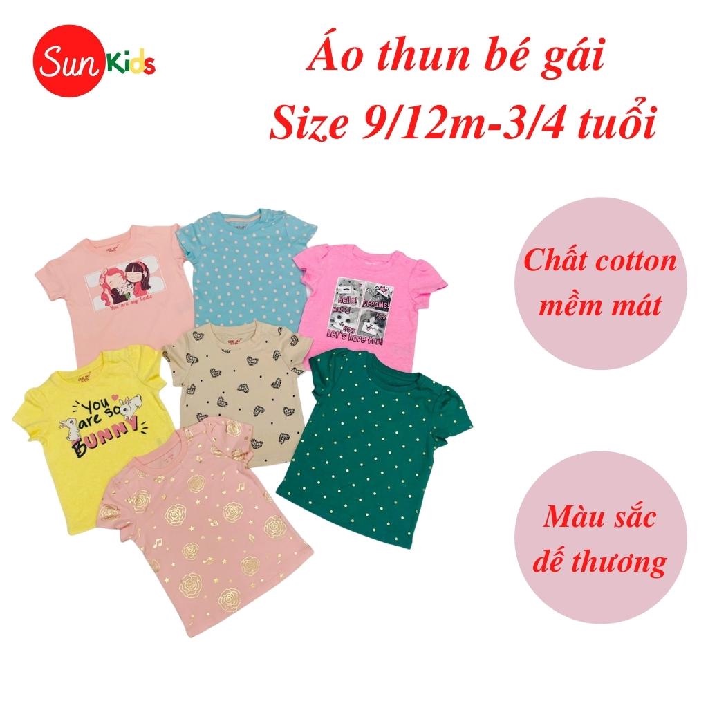 Áo thun cho bé gái, áo phông bé gái chất cotton mềm mát, size 9m - 3/4 tuổi - SUNKIDS1