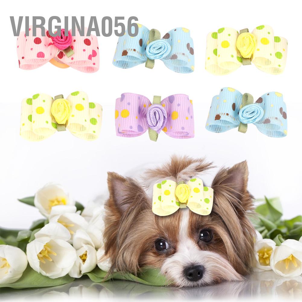 Hàng Hot 20 cái Nơ cài tóc cho chó với dây thun cho thú cưng Cún con Teddy Phụ kiện chải lông Màu sắc ngẫu nhiên Hàng giao ngayVirgina056