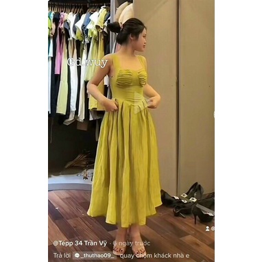 Đầm tiểu thư dáng dài, đầm đi tiệc 2 dây sexy có mút tà váy dài tôn dáng