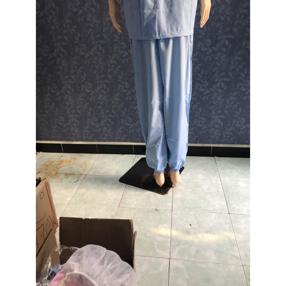 Nón Kết 2 Bên Dài Phòng Sạch chống tĩnh điện màu xanh -Hình Chụp Thật