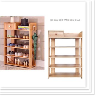 KỆ GỖ ĐỂ GIÀY DÉP 5 TẦNG CÓ NGĂN KÉO TIỆN LỢI - KỆ GIÀY DÉP ĐA NĂNG BẰNG GỖ CAO CẤP - KỆ ĐỰNG GIÀY DÉP 5 TẦNG