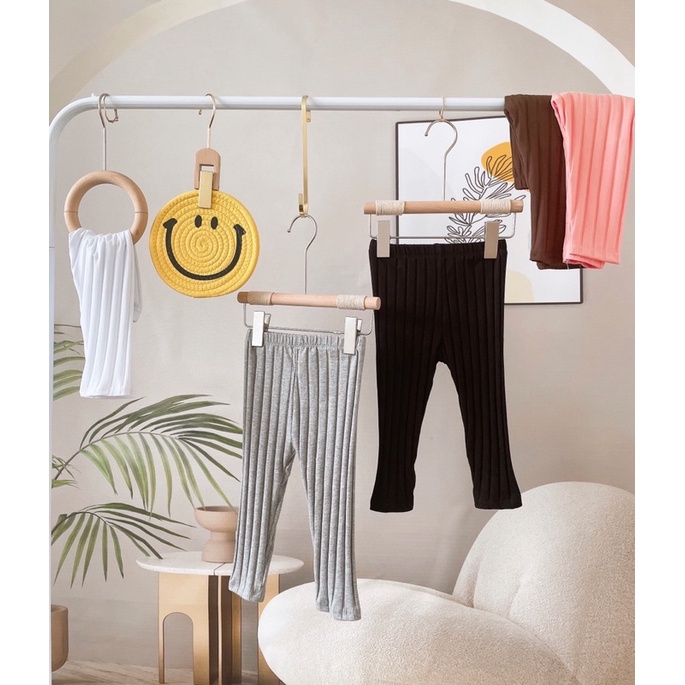 Quần legging thun tăm dài trơn màu co giãn 4 chiều cho bé