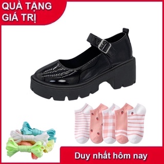   SHOP CÓ MÃ GIẢM GIÁ  Giày Oxford Cao Gót Mũi Tròn Thời Trang Thanh Lịch Cho Nữ + Tặng 1 đôi vớ dễ thương + 2 sợi dây 