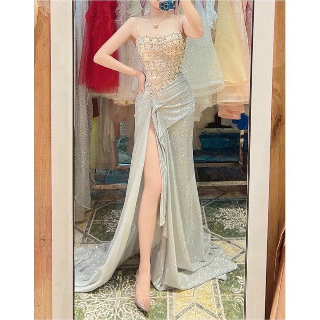 Ms1269y ĐẦM CÚP THUN KIM TUYẾN ĐÍNH Đ.Á full size S/M/L /XL