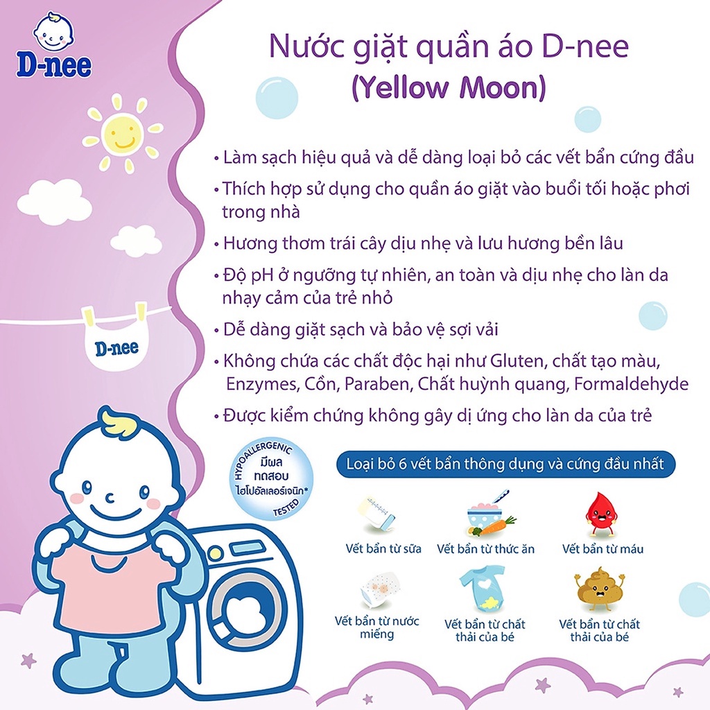 Nước giặt Dnee Thái Lan 3000ml màu tím (Chính hãng có tem công ty Đại Thịnh)