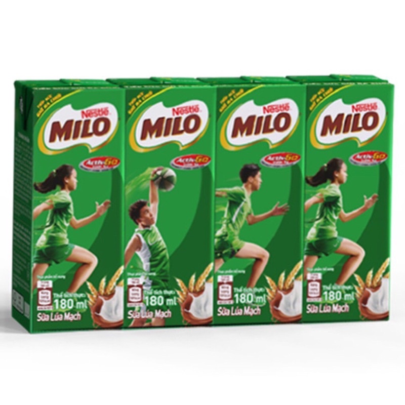 Sữa lúa mạch Milo Nestle thùng 42 hộp 180ml tặng 6 hộp milo ít đường180ml