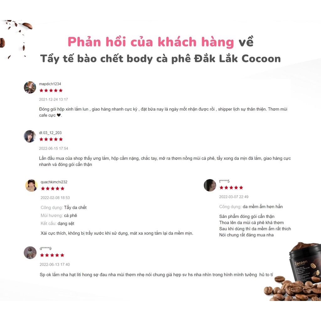 Tẩy da chết toàn thân cà phê Đắk Lắk Cocoon 200ml
