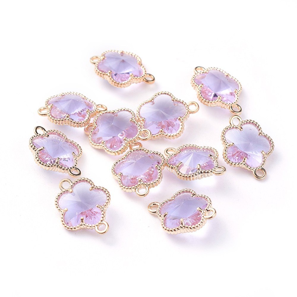 Bộ 5 Mặt Vòng cổ Hợp Kim Mở Mặt Kính Hình Bông Hoa Màu Vàng/Đỏ/Xanh Dương Hỗn Hợp Làm Trang Sức DIY