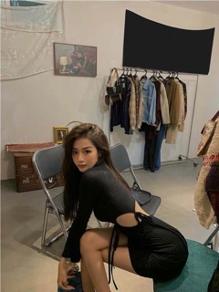 [Sẵn đen] Set len cá tính - Set len cột dây