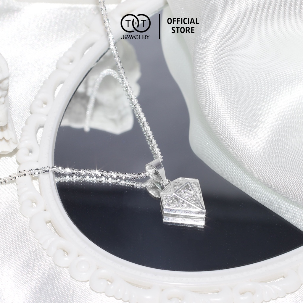 Dây chuyền Bạc nữ Hình Kim Cương sang trọng T&T Jewelry Bạc Ý cao cấp DC020