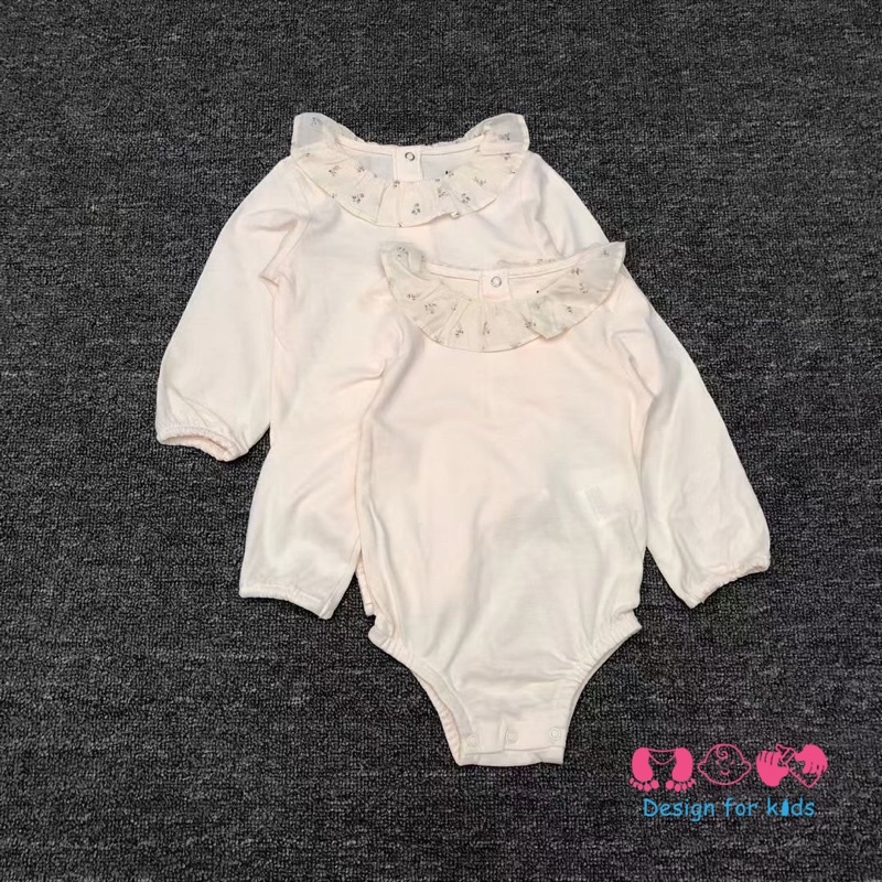 Body chip dài tay cổ bèo, cổ sen xuất dư vải ORGANIC COTTON xinh yêu cho bé gái