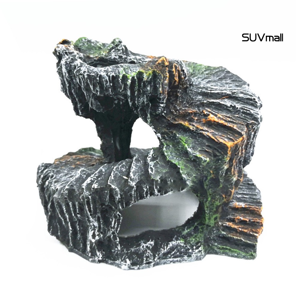 Tiểu cảnh hình cầu thang đá dùng trang trí bể nuôi rùa bằng resin