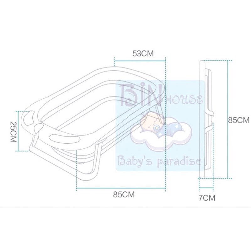 Chậu tắm gấp gọn có nhiệt kế, có giường phao tắm cho bé (HÀNG CAO CẤP)