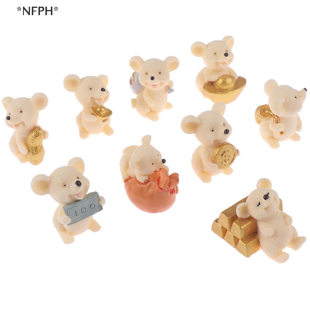 [[NFPH]] 1PC New year Christmas Snow Rat Mouse Mini Statue Figurine Ornament Toy Decor [Hot Sell]