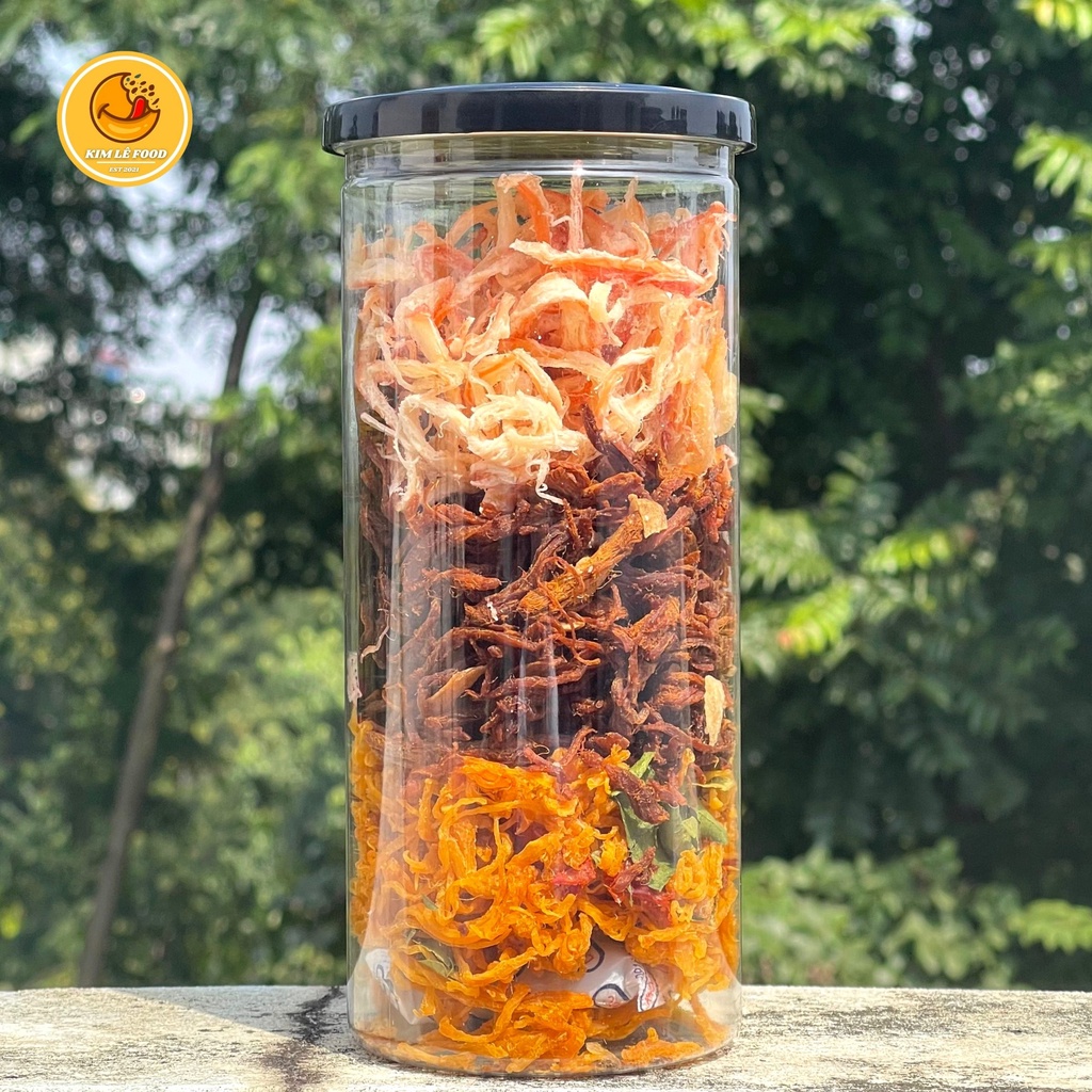 Khô Mix 3 Vị 300g ( Gà - Heo - Mực) , (Gà - Gà - Heo ) Đồ Ăn Vặt Kim Lê Food Hà Nội