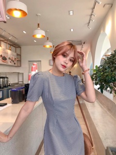 Đầm caro xếp li eo 2 màu (kèm hình thật)
