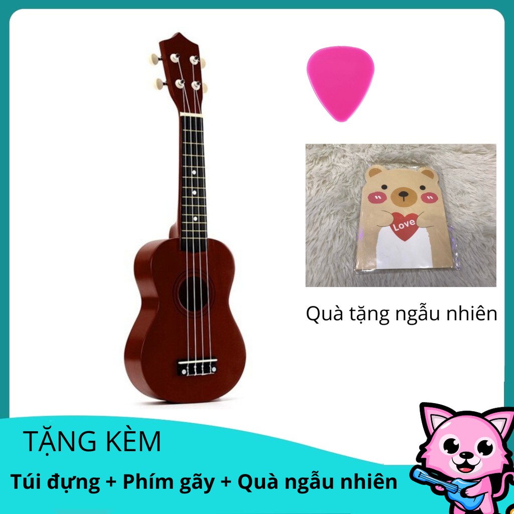 ĐÀN UKULELE SOPRANO  GỖ CAO CẤP  ( TẶNG KÈM PHỤ KIỆN  VÀ STICKER NGẪU NHIÊN DỄ THƯƠNG ).