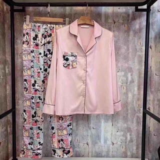 Bộ pijama lụa satin dài tay