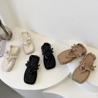 Dép Sandal Xỏ Ngón Đế Dày Phối Mút Xốp Phong Cách Hàn Quốc Thời Trang Mùa Hè Dành Cho Nữ 2021