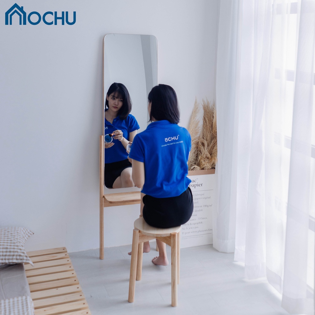 Gương đứng soi toàn thân OCHU Khung gỗ phối kệ tiện lợi GIRLY MIRROR  Nội thất thông minh decoer phòng ngủ