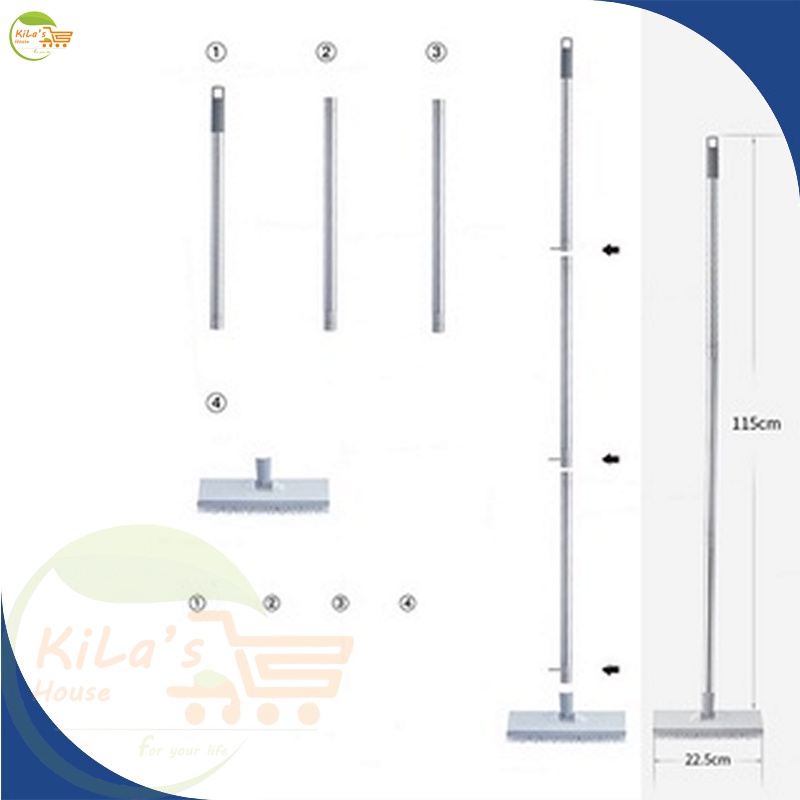 Chổi Lau Sàn Gạt Nước - Chổi Lau Sàn Quét Gạt 2 Đầu Tiện Lợi, Dễ Dàng Điều Chỉnh Độ Dài