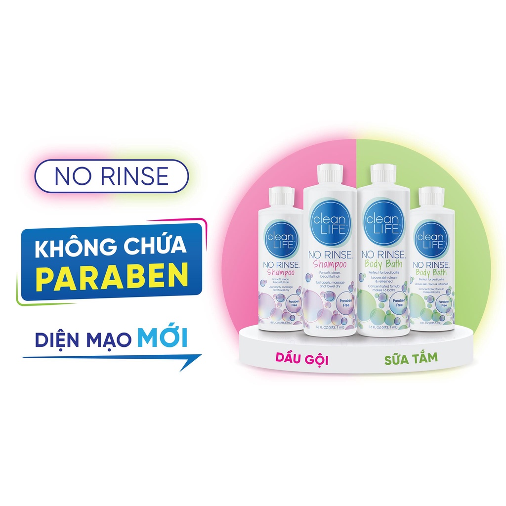 DẦU GỘI KHÔ & SỮA TẮM KHÔ KHÔNG DÙNG NƯỚC - NO RINSE SHAMPOO & BODY WASH 236,6ML - CHO PHỤ NỮ MỚI SINH, NGƯỜI HẬU PHẪU