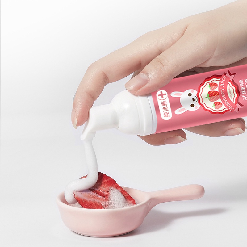 Kem đánh răng tạo bọt cho bé hương vị dâu tây, cam rất thơm có thể nuốt được em đánh răng trẻ em dạng bọt nuốt được