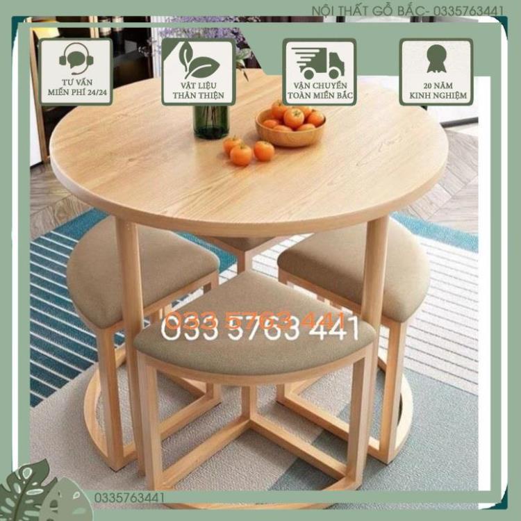 SIÊU SALE Bộ bàn ghế ăn thông minh xếp gọn - bàn ăn 4 ghế gỗ sồi hoặc sắt