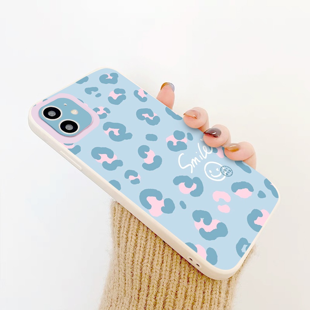 Ốp lưng iphone Báo Hoa cạnh vuông cho iphone 11 7plus 8plus x xsmax 11pro max 12pro 12promax13promax tr310