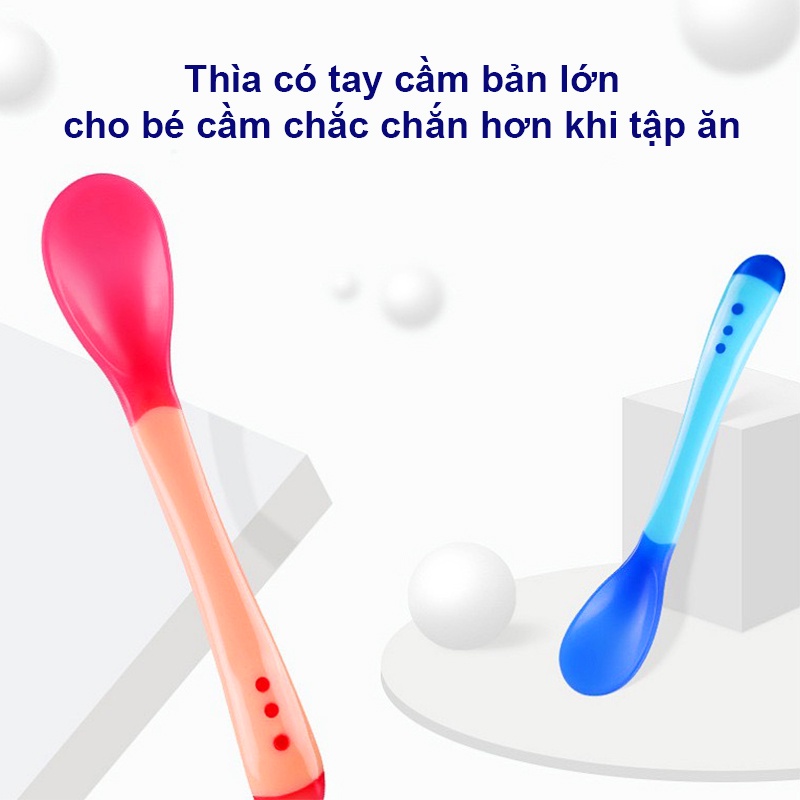 Muỗng tập ăn cho bé, Thìa ăn dặm báo nóng silicon giúp bé ăn ngon miệng BBShine – SS024