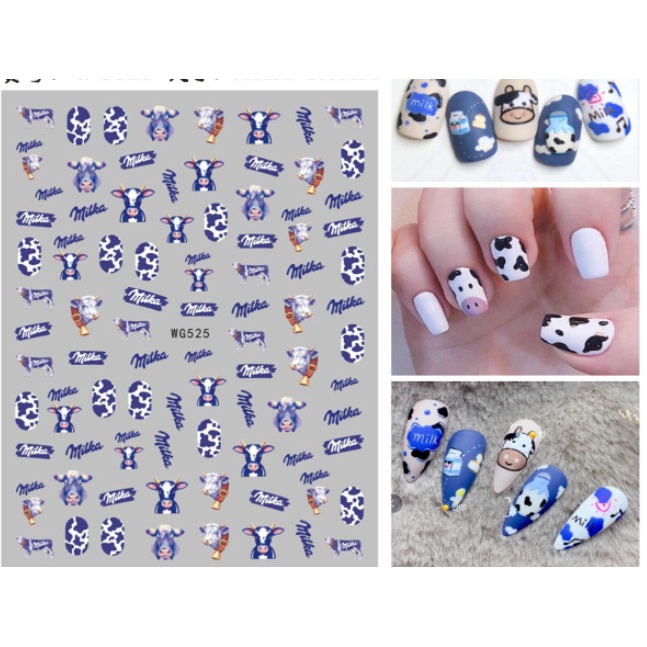 sticker bò sữa trang trí nail