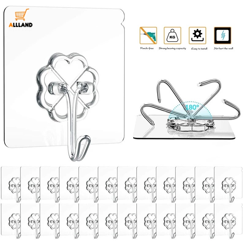 Móc Treo Đồ Dùng Gắn Tường Bằng Thép Không Gỉ Trong Suốt Chống Thấm Nước Tiện Dụng