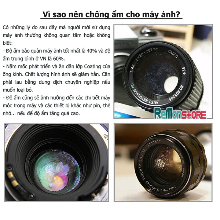 Combo 500g hạt hút ẩm chống ẩm Xanh và Ẩm kế điện tử Full Box