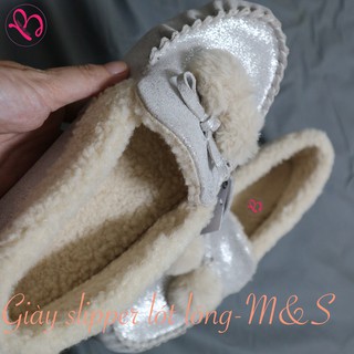 Giày slipper da lộn lót lông M&S - size bé lớn