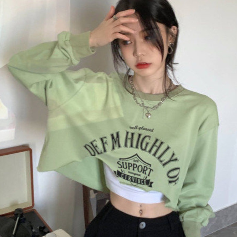 Áo Thun Tay Dài In Chữ Phong Cách Preppy Độc Đáo Thời Trang Cho Nữ