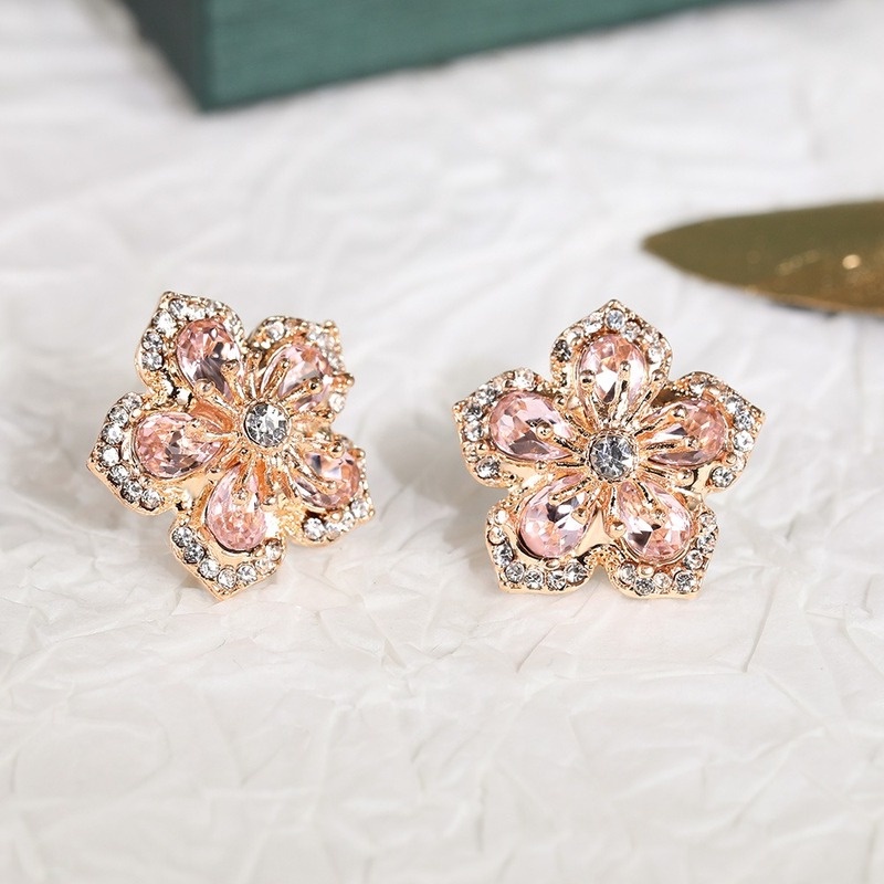 Bông Tai Hình Hoa Đính Đá Zircon Lấp Lánh Dễ Thương Phong Cách Hàn Quốc Thời Trang Cho Nữ