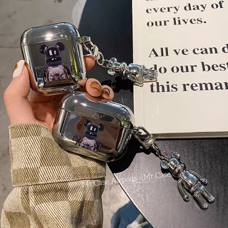 Case Airpods 1/2 /Pro Vỏ Ốp Tai Nghe Hình Kaws Màu Xanh Siêu Ngầu Tráng Gương Kèm Móc khoá - Mr.Case AirPods