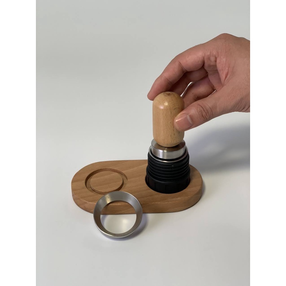 Vòng đong cà phê (dosing ring) và tay nén tamper gỗ cho máy pha cà phê Staresso Basic/Mini