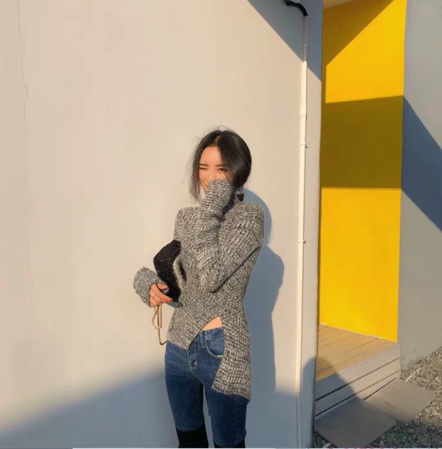 Áo len nữ xẻ vạt