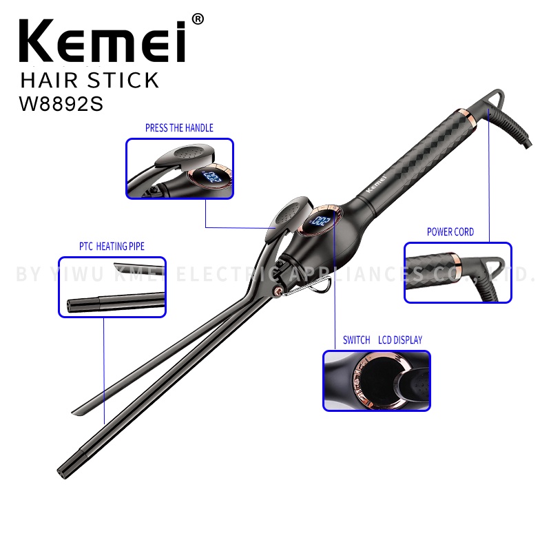 Máy uốn tóc chuyên nghiệp Kemei W8892S 9mm