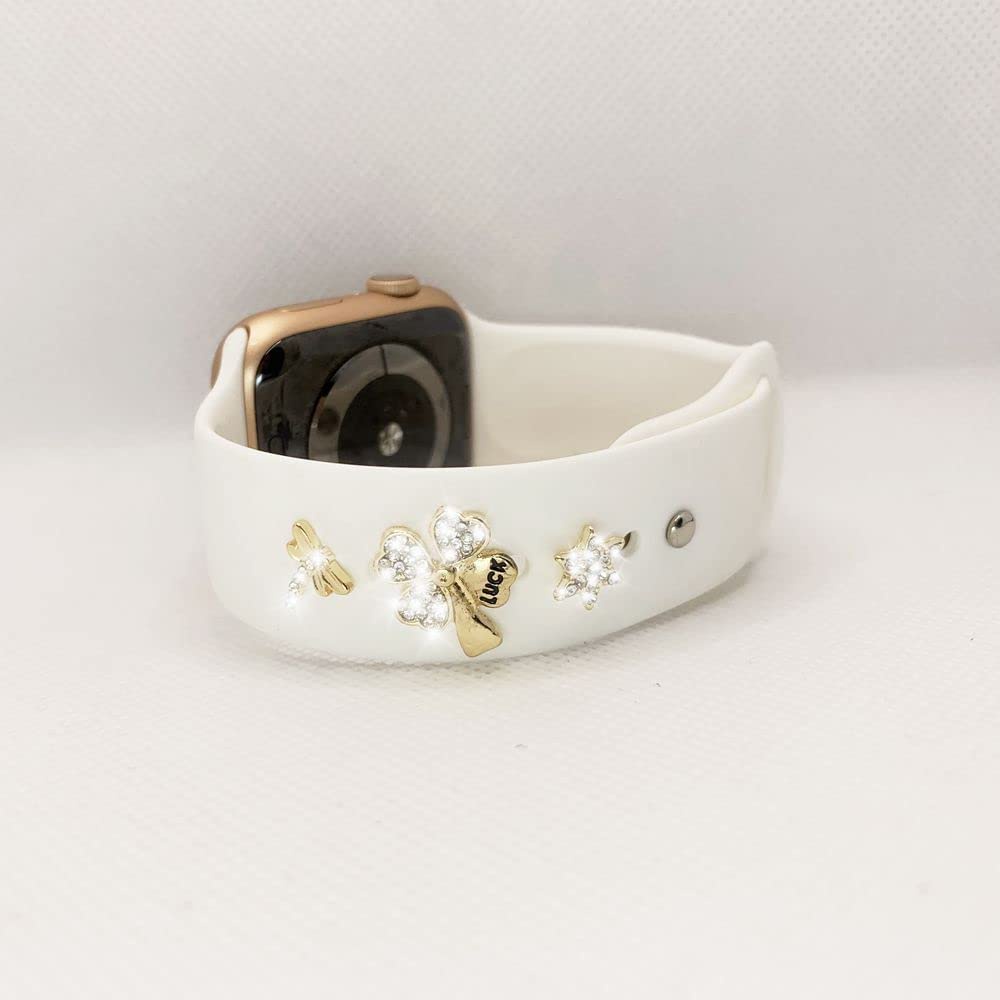 【20 màu】 Tự làm Phụ kiện kim loại trang trí cho iwatch series 7 6 5 4 SE 3 2 1 thời trang Thiết kế Rhinestone Khóa kim loại Dây đeo đồng hồ mềm Trang trí