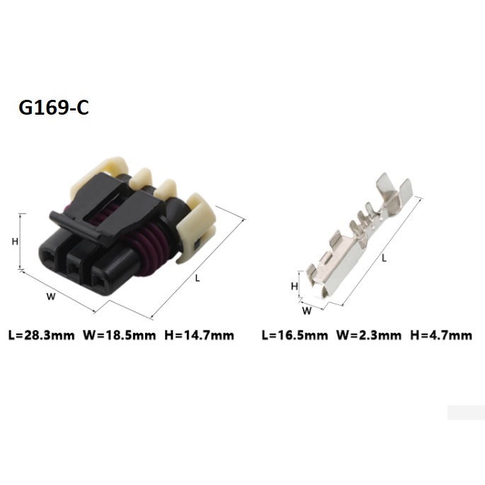 G169-Giắc cắm cảm biến ô tô chống thấm nước 3 lỗ, cos 1.5mm