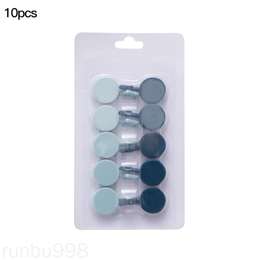 Set 10 Móc Treo Đồ Dán Tường Bằng Nhựa Tự Dính Tiện Dụng Cho Nhà Bếp / Phòng Tắm Runbu998
