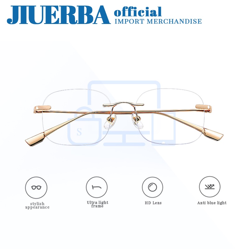 Kính JIUERBA không khung hình chữ nhật chống tia bức xạ phong cách hàn quốc thời trang cho nam và nữ