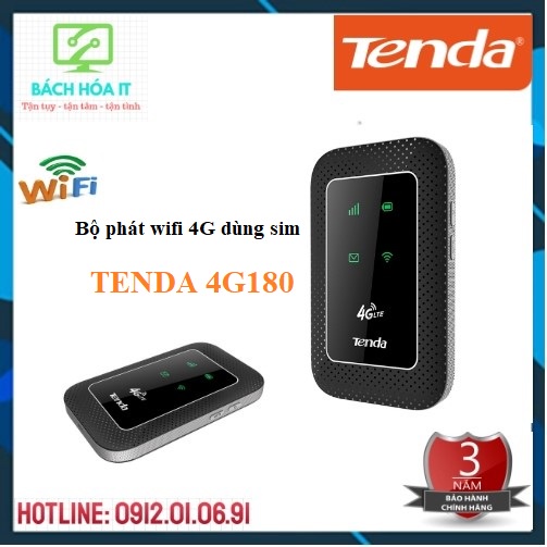 [Mã 1511ELSALE hoàn 7% đơn 300K] Bộ phát Wifi di động Tenda 4G LTE 4G180, hàng chính hãng, bảo hành 36 tháng