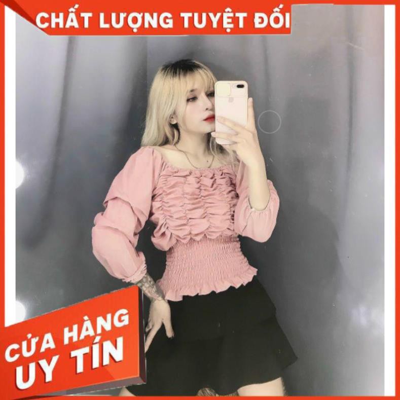 🌈FREESHIP🌈 Áo bẹt vai Nhún bo eo _TV2