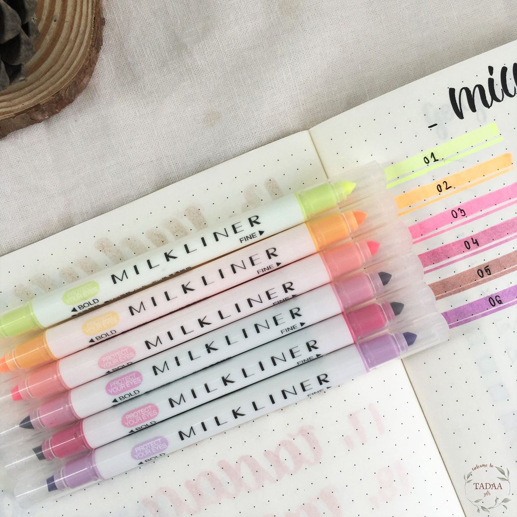 Bút dạ 2 đầu Milkliner nhiều màu bản dupe bút highlight Mildliner